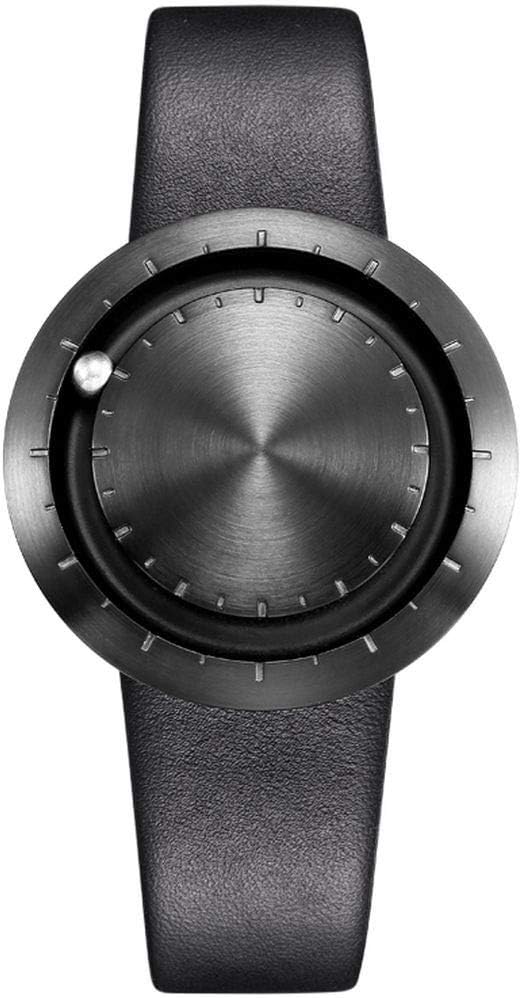 Brushed Metal Designer Watch Lavaro Abacus Black – Made in Germany – Polished Stainless Steel Body – A Special Swiss Quartz Clock Movement – Clock Steel Ball and Magnetic Analog 853558