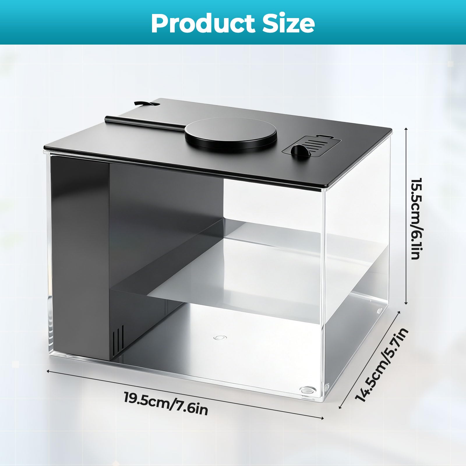 Betta Fish Tank, pequeño acuario de plástico con cubierta y luz LED, kit de inicio de acuario con sistema de filtro, mini pecera de escritorio para camarones Betta