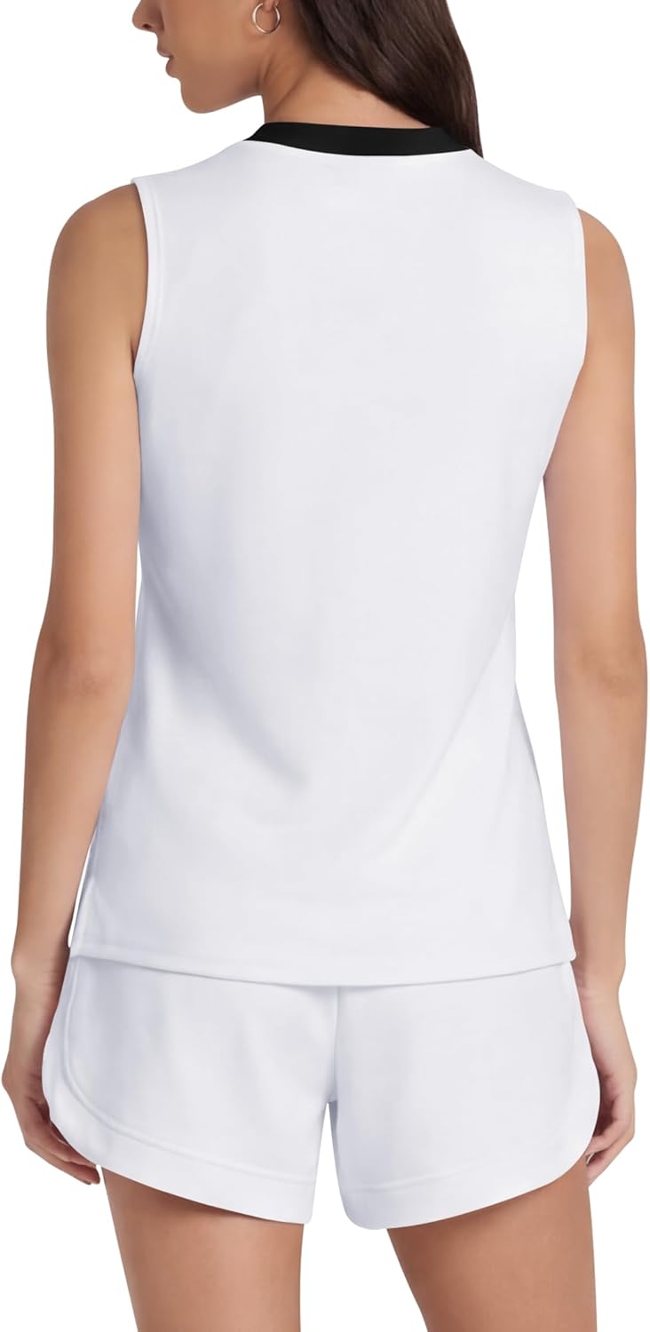 LouKeith 2 Piece Short Sets Women 2026 Summer V Neck Sleeveless Activewear Sets Lounge Vacation Airport Travel Outfits - Image 4