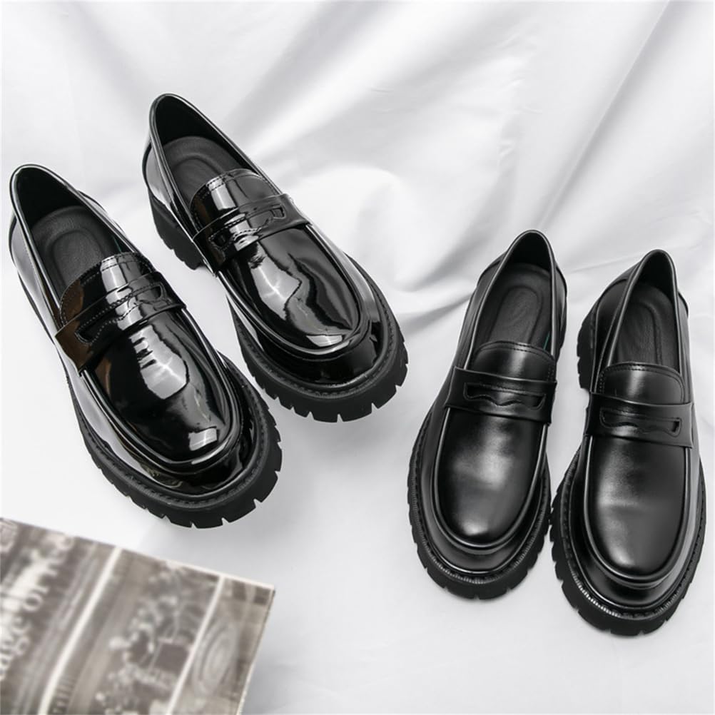 Mocasines De Plataforma para Hombre con Punta Redonda Sin Cordones De Cuero Informales para Trabajo Informal