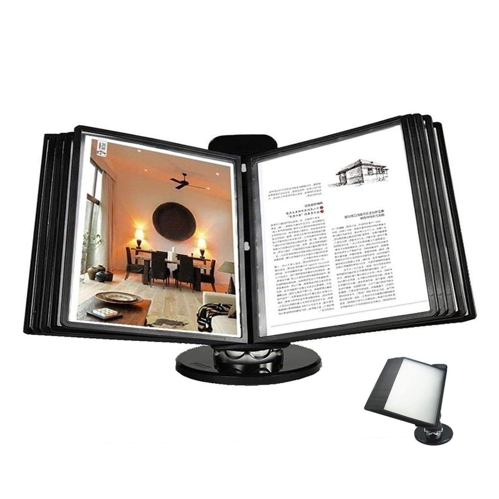 Clasificador De Mesa - Mesa Paneles De Visión A4, 10 Bolsillos, Giratorio 360° Y Ángulo De Inclinación Ajustable, Para Exhibición De Oficina Y Almacenamiento De Documentos