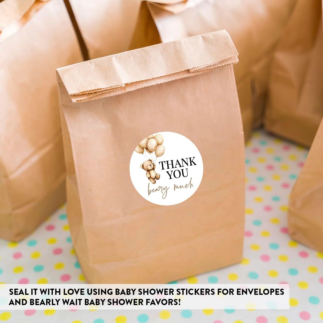 Andaz Press 2 Inch Round Thank You Beary Much Baby Shower Stickers, Teddy Bear Baby Shower Decorations, We Can Bearly Wait Decorations, Neutral Stickers for Candy, Favors, Envelopes, 40 Pack - Image 7