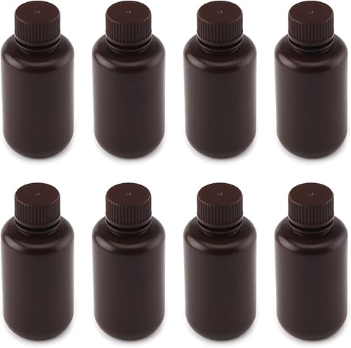 Othmro 8 botellas de plástico de reactivo químico de laboratorio, 3.4 fl oz3.4 oz de boca pequeña líquidosólido redondo recipientes de