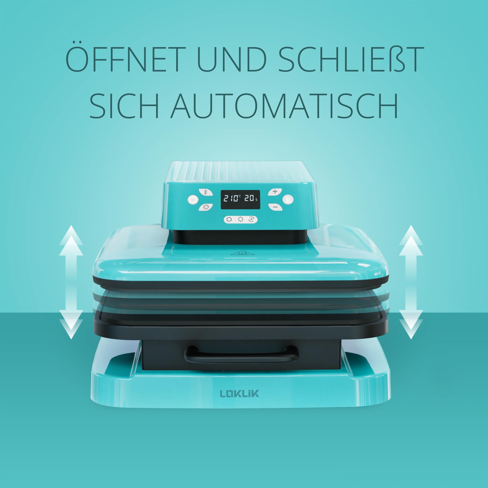 LOKLIK Automatische Wärmepresse, 38 x 38 cm, weiß, einfach zu bedienen, Verschiedene Heizmodi, Start 1 Taste, mehrschichtige Wärmeisolierung, schnelles und gleichmäßiges Erhitzen, automatische (Blau)