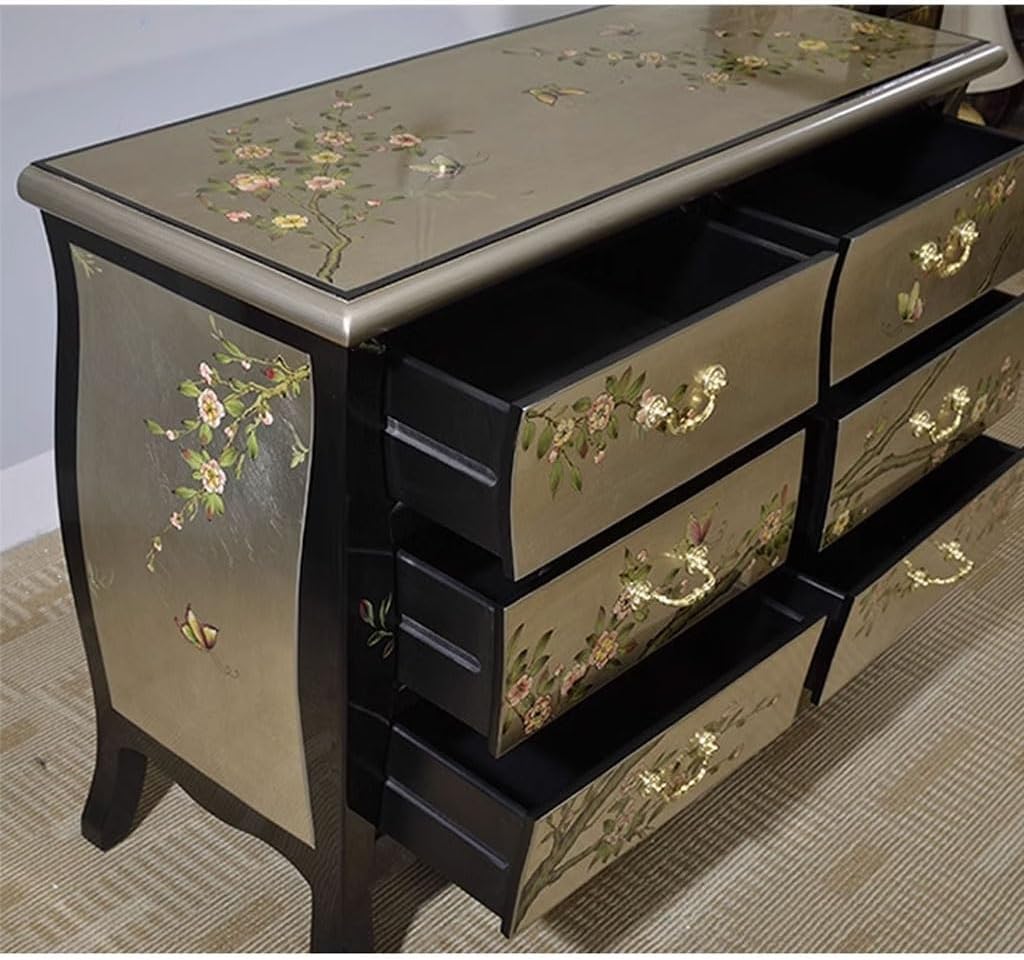 Sideboard Cabinet Hand-Painted Storage Decoration Entrance Cabinet Bedroom Living Room Light Luxury TV Chest Board Wood Dining Sideboard Sideboard Cabinet with Drawers