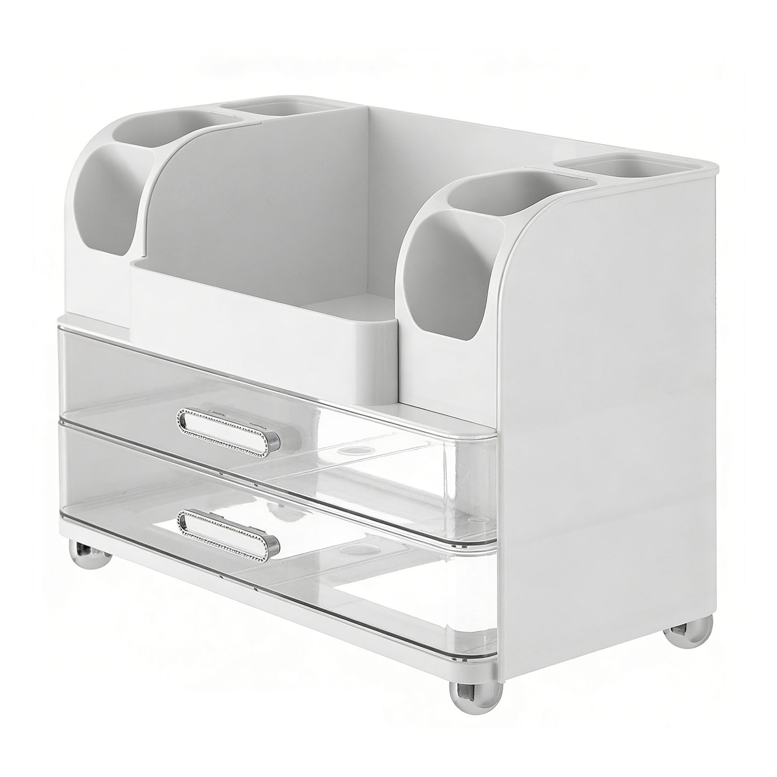 TOPINCN Organizador de Maquillaje con Cajones, Estante de Tocador de Almacenamiento de Cosméticos de Gran Capacidad para Cuidado de la Piel y Lápices Labiales, Material ABS PET (WHITE)