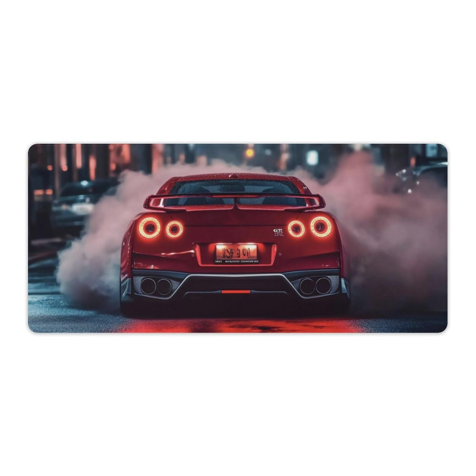 Large Mouse Pad Nissan GT-R Red R34 Smoke City Lights Desk Mat Computer Accessories Gaming Office Organizers Supplies
