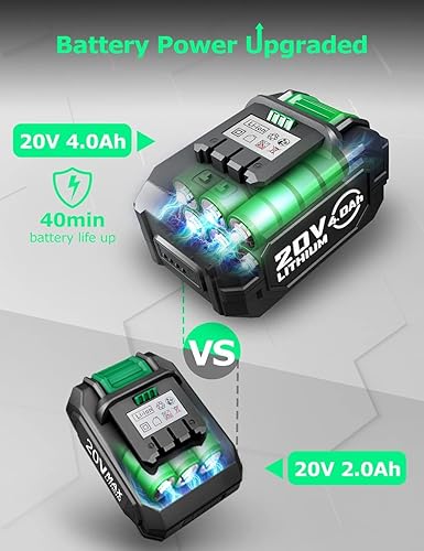 Miniatura 8 de Soplador de hojas inalámbrico - 200 CFM 170 MPH funciona con batería para soplar hojas, desechos de nieve y polvo, soplador de hojas eléctrico de 20