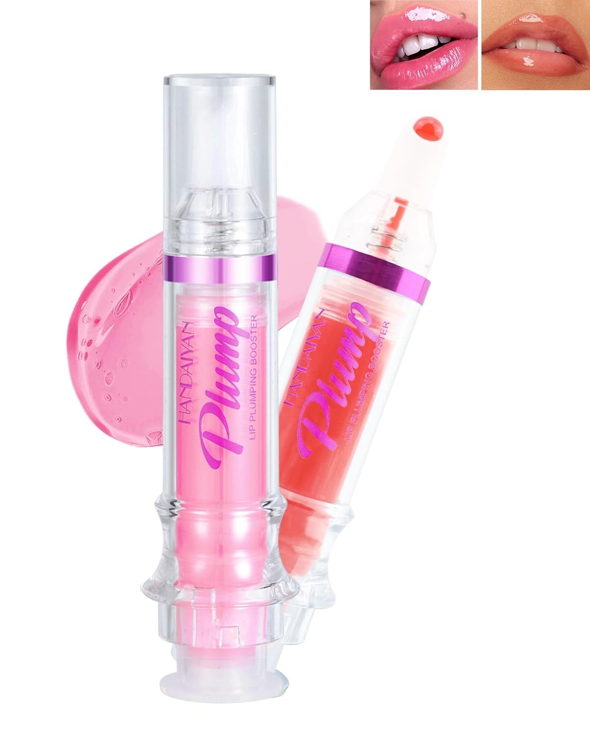 Lip Plumping Booster-2Colors Spicy Lip Plumper Oil Lip Gloss,Plump and Pout Lip Plumper Hydrating Lip GLaze, Enhancing Plump Effect for Fuller Lips,Valentine's Day Makeup Gift for Women-05+06