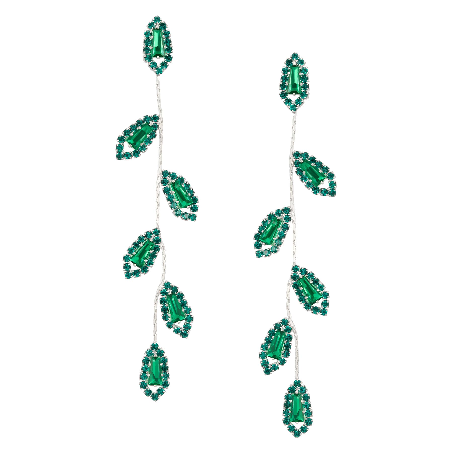 SWEETV Crystal Wedding Earrings for Brides, Bridesmaid, Bridal Earrings for Wedding, Fancy Cubic Zirconia Rhinestone Dangling Earrings for Women Prom