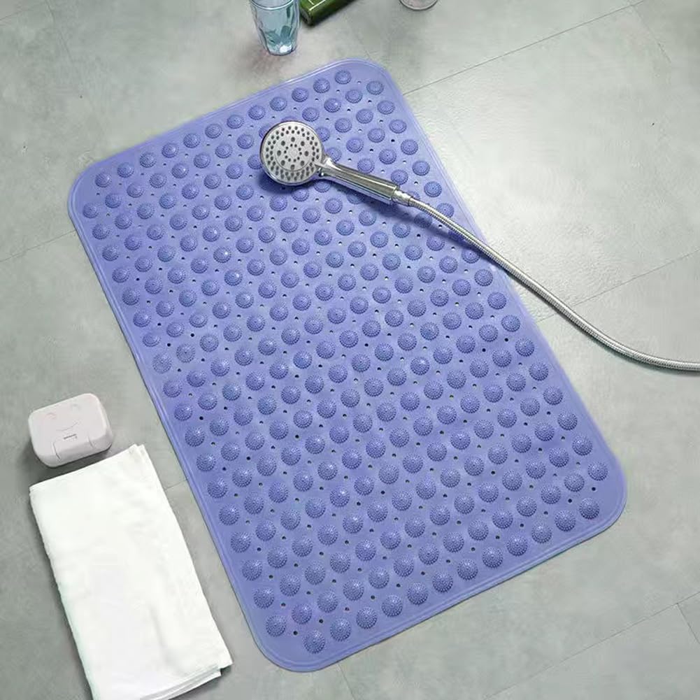 Non Slip Shower Bath Mats with Drain Holes and Suction Cups,Easy to Clean,Safety Bathtub Mats Ideal for Elderly and Children,Soft on Feet (sapphire blue,35 * 65)