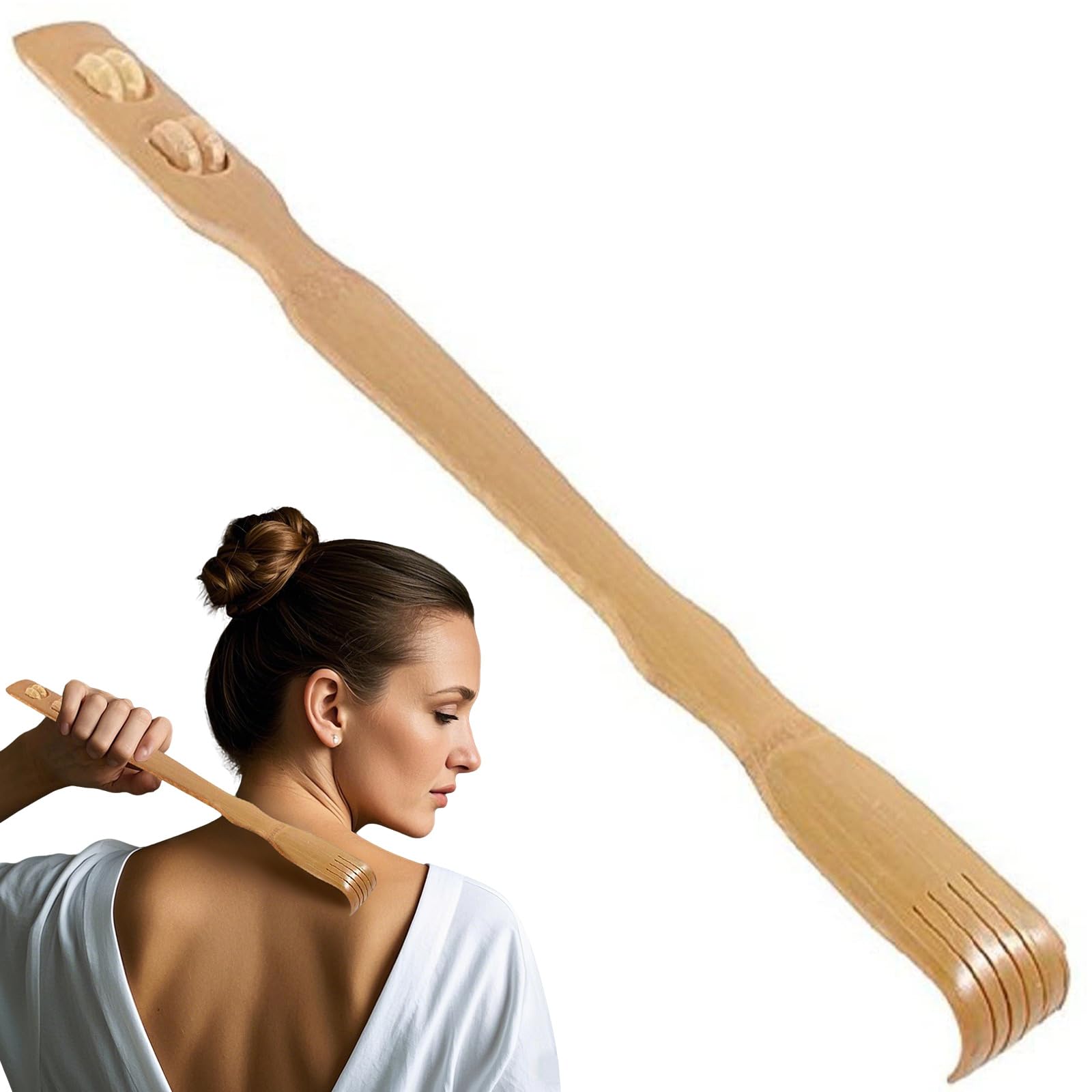 Masajeador de madera de bambú, rascador de espalda con rodillo para cuello, espalda, hombros, gran regalo