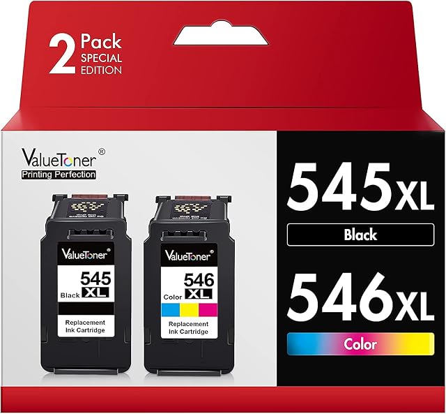 PG-545XL CL-546XL High Yield Cartridges Compatible for Canon 545XL 546XL for PIXMA iP2850 MG2400 MG2450 MG2455 MG2500 MG2550 MG2900 MG2920 MG2950 MG3050 (Black Color, 2-Pack)
