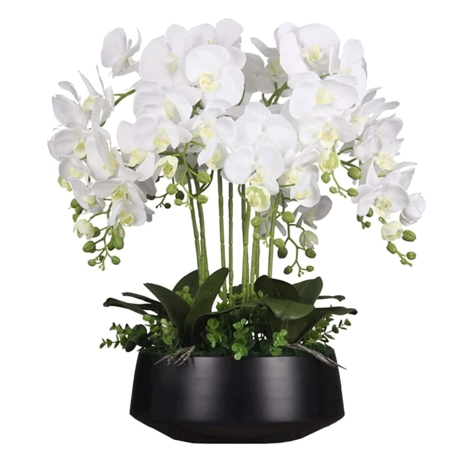 DFGHNBVC Artificial Orchid Orchids Artificial Silk Artificial Flower With Ceramic Vase Artificial Phalaenopsis Flowers Potted Faux Botanical Potted Faux Very Natural