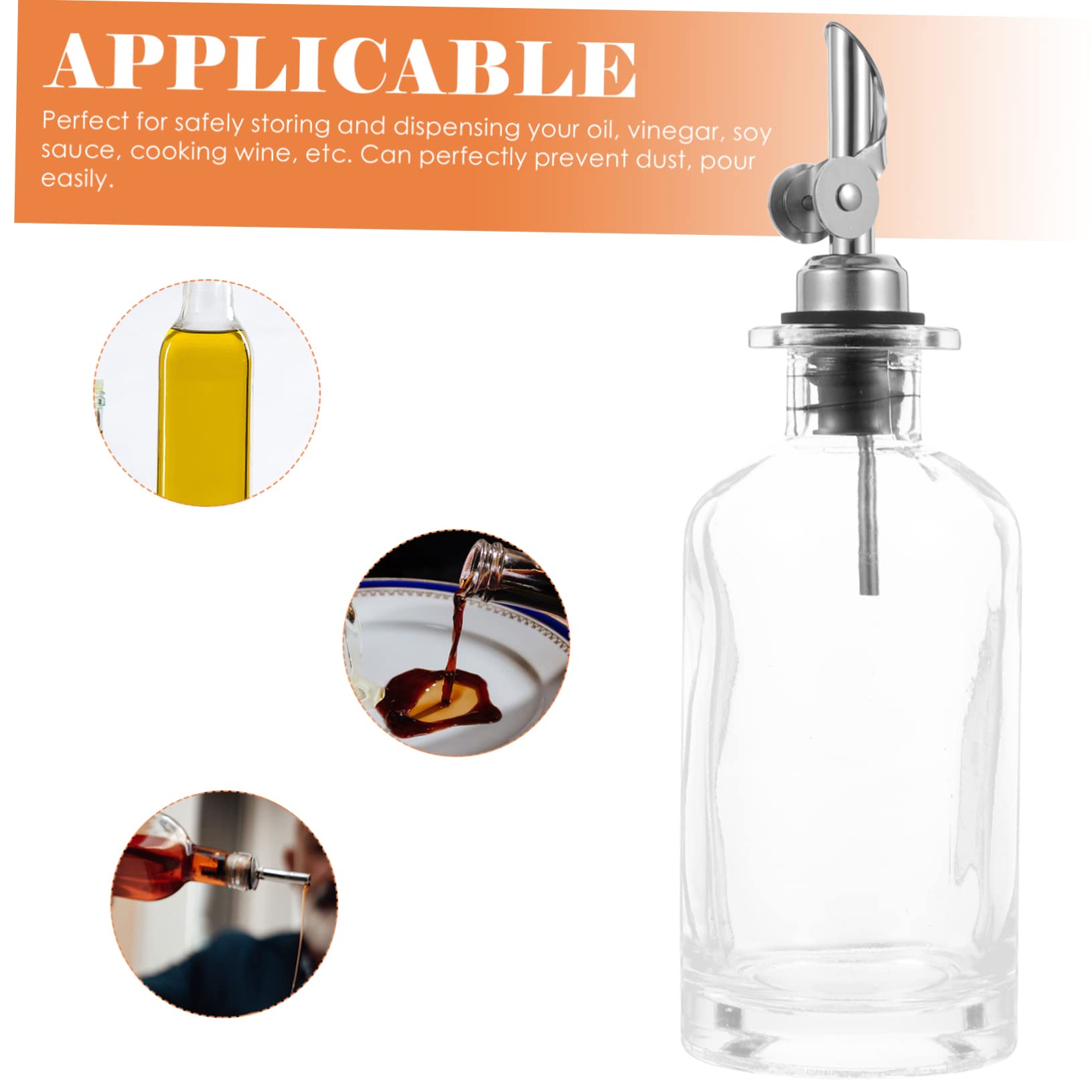 Botellas Dispensadoras de Aceite y Vinagre 350ml, Vidrio y Acero Inoxidable