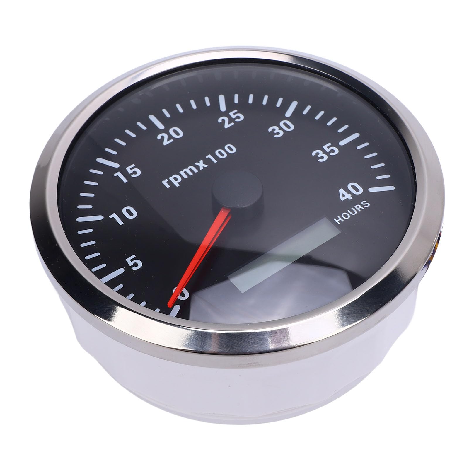 Generic Tachymètre Marin Multifonctionnel de 110mm, Jauge de 4000 Tr/min avec Compteur Horaire pour Voiture Camion Bateau RV, Rétro-éclairage 7 Couleurs, DC 9-32V (Cadran noir lunette argentée CXA005)