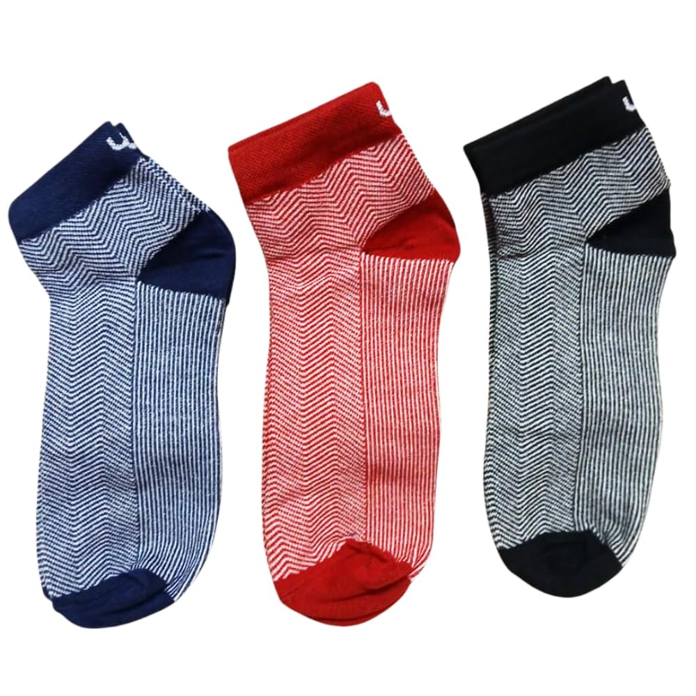 Non Terry Ankle Socks for Men, Made With Durable, Breathable Cotton, Anti-Odor & Anti Bacterial, Moisture-Wicking, Ideal for Running, Gym, Casual & Formal Wear (Pack of 3)-picture-38