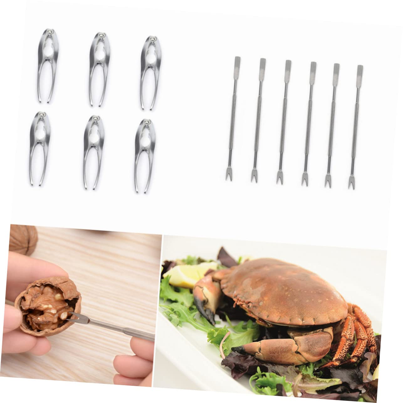 Set in Argento 12 Frutti Mare Nylon di Utensili per Pezzi
