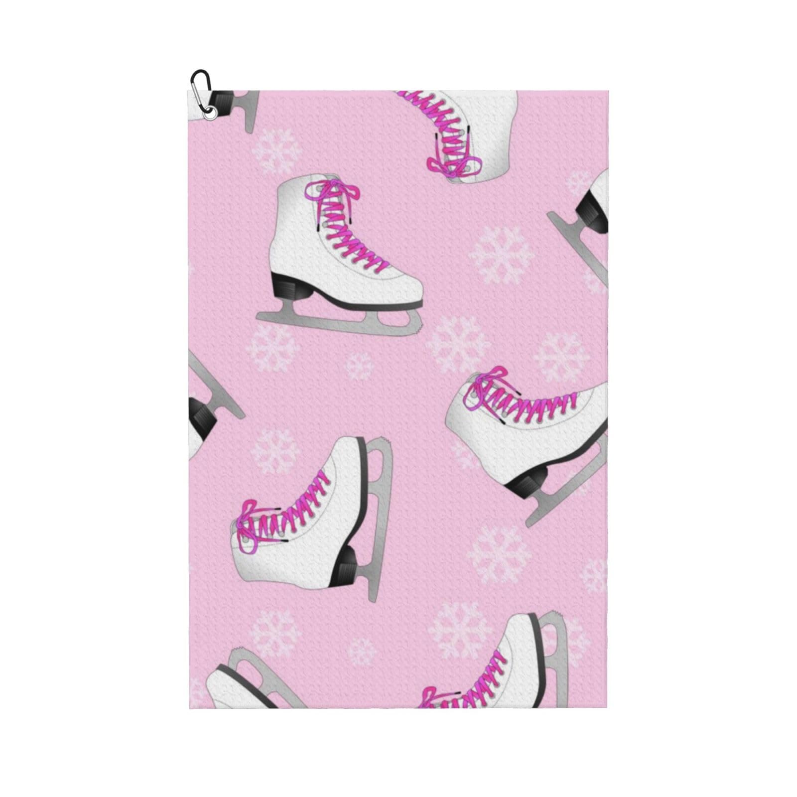 Hnnkloy Ice Skating And Snowflake, 16x24 in Portable Waffle Golf Towels with Carabiner Clip for Golf Bag