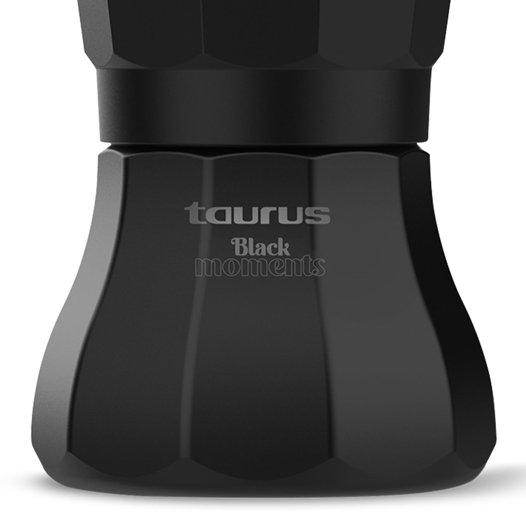 Taurus Black Moments 12 - Cafetière italienne, 12 tasses, base et passoire en acier inoxydable, poignée ergonomique, soupape de sécurité, fermeture de sécurité, pour tous les brûleurs, noir