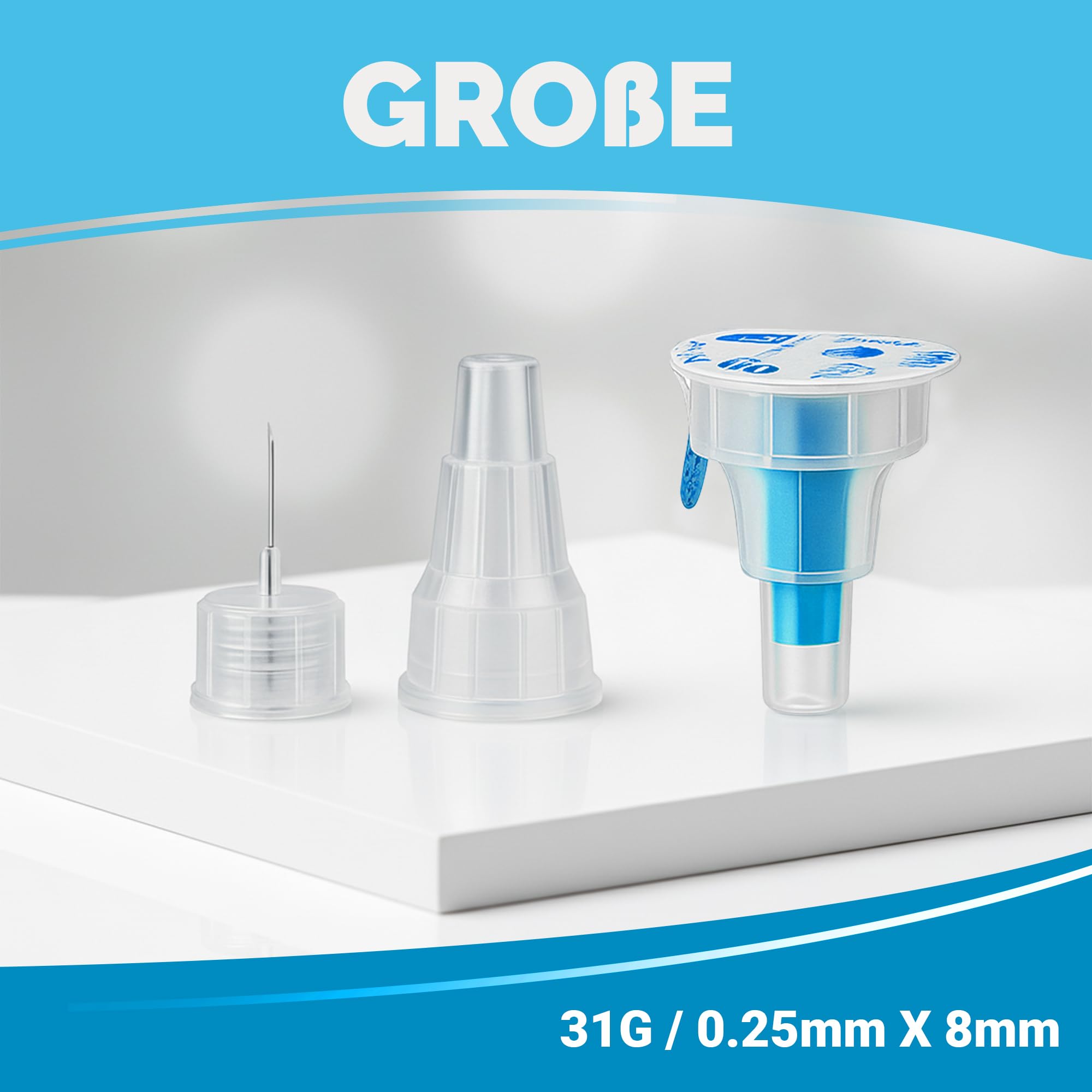 Sterile Einweg-Nadeln 31G (0,25 mm x 8mm) - 100 Stück Mit Schutzfolie Für Labor, Industrie, Kosmetik, Lebensmittelherstellung, Epoxidharz, Parfüm, Schmierstoffe, Dichtstoffe