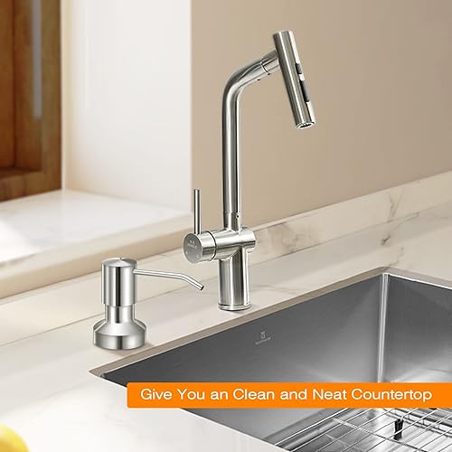 Miniatura 6 de Dispensador de jabón para fregadero de cocina, dispensador de jabón integrado para fregadero de encimera con kit de tubo de extensión de 47