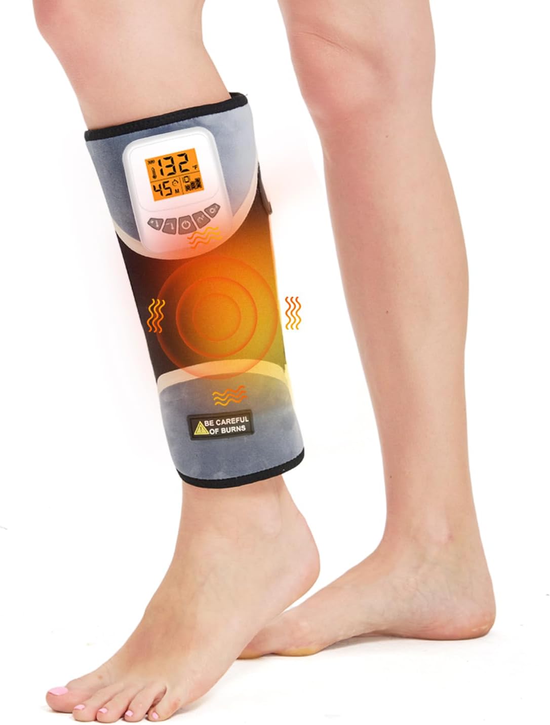 Cordless Leg Massager for Circulation and Pain Relief - 5000mAh Portable Heating Pad for Leg and Calf with 3-Level Vibration Massage, 104-140℉ Adjustable Temperature & 30/45/60 Min Timer