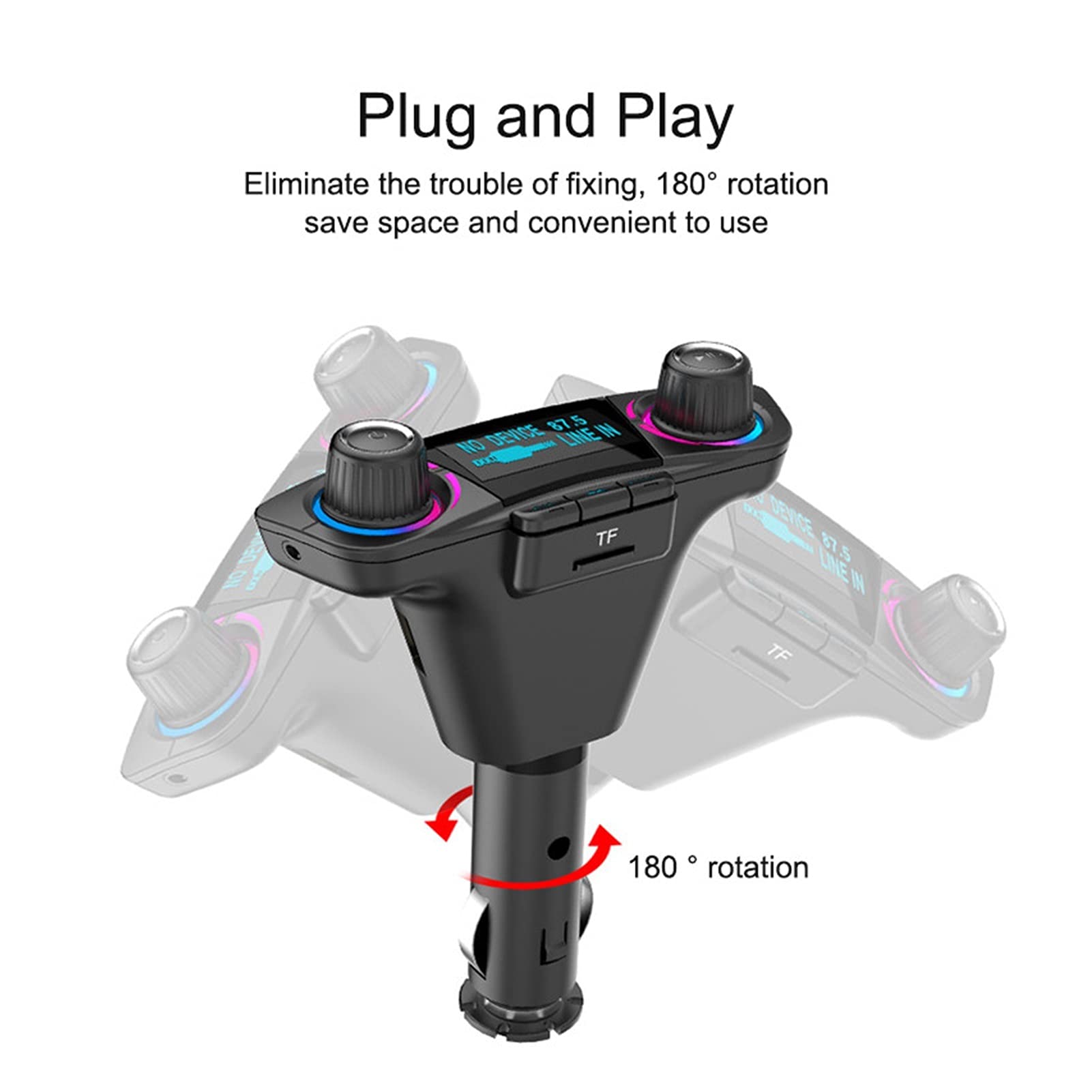 Adattatore Audio Bluetooth. Vivavoce Wireless in-Auto Bluetooth FM. Trasmettitore MP3. Kit for Auto Adattatore Radio con 2,1A Dual USB Auto FM. Caricabatterie del Telefono del trasmetto