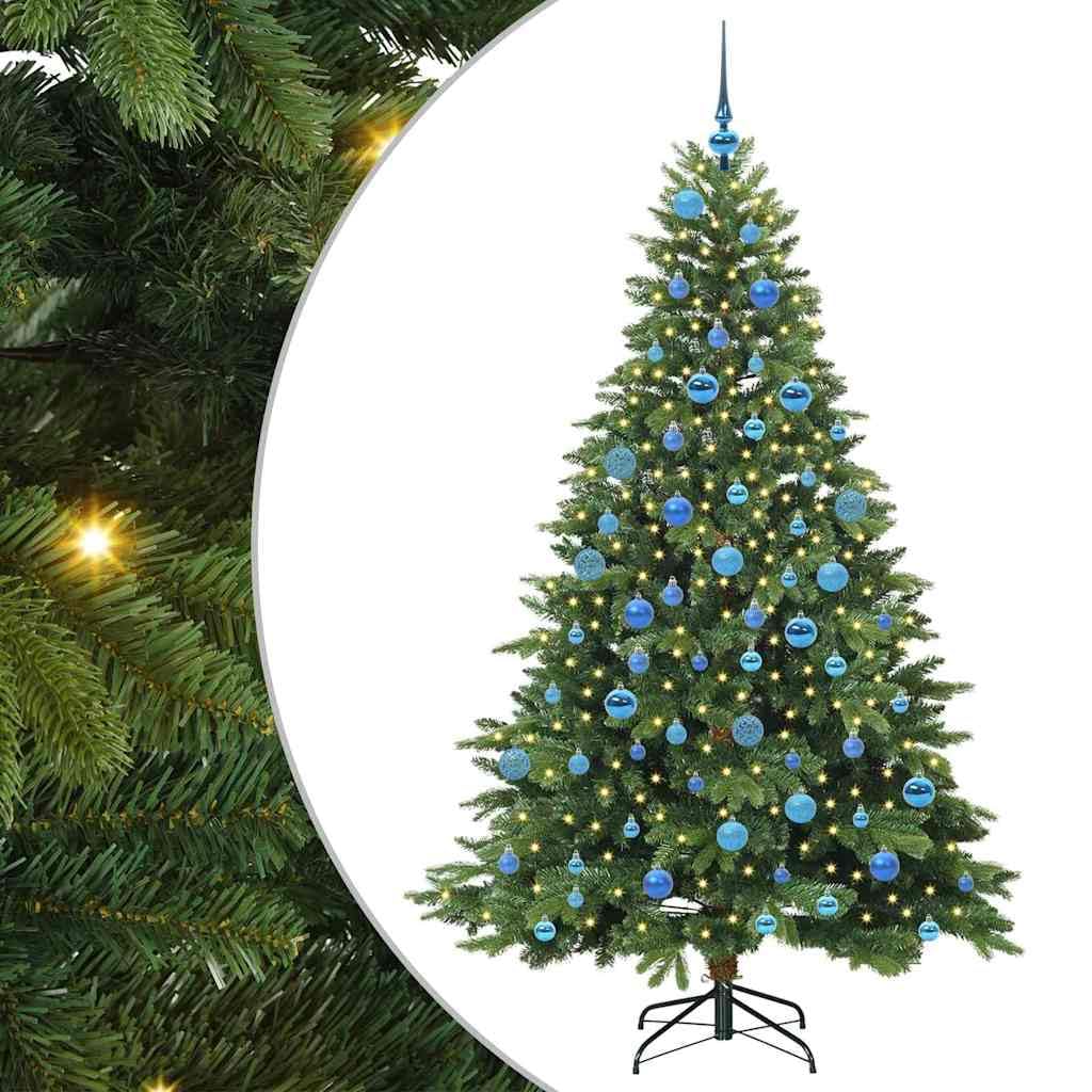 Sapin de Noël artificiel vert 180 cm 300 LED PE/PVC Support pliable pour intérieur et extérieur Décoration d'arbre de Noël