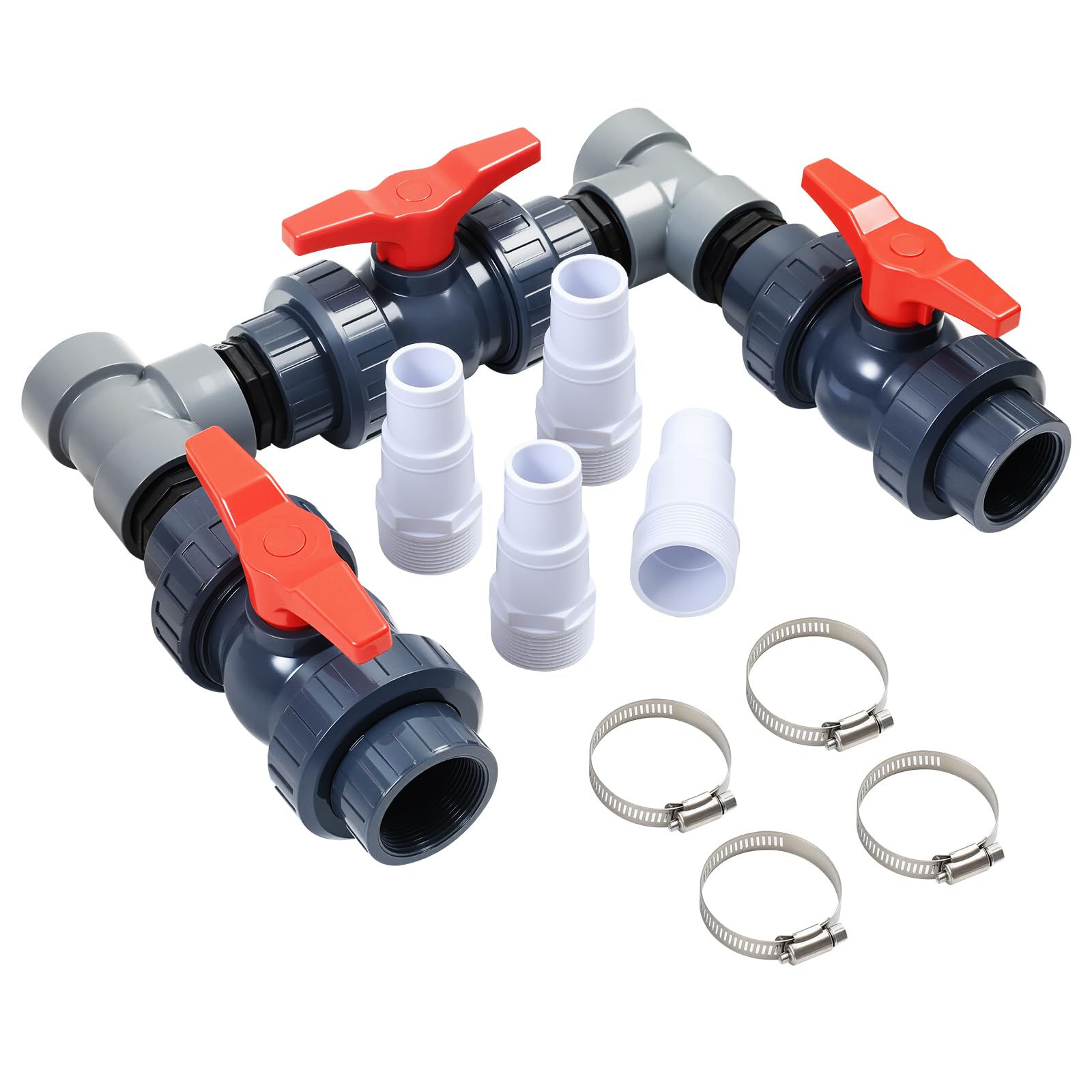 Bypass Pool Set, Ø 50 mm Wärmepumpe Pool Anschluss Set, Pool Bypass Set Wärmepumpe mit 32mm 38mm Schläuchen, Poolheizung Schwimmbecken Solar Heizung Pool Bypass, Bypass Set