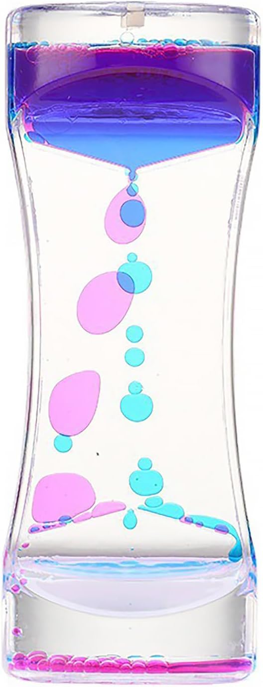 Liquid Bubble Timer Sensory Hourglass, Liquid Sensory Timer for Autism, Sensory Needs, ADHD, Anxiety, Hourglass Toy for Kids and Adults (Pink)