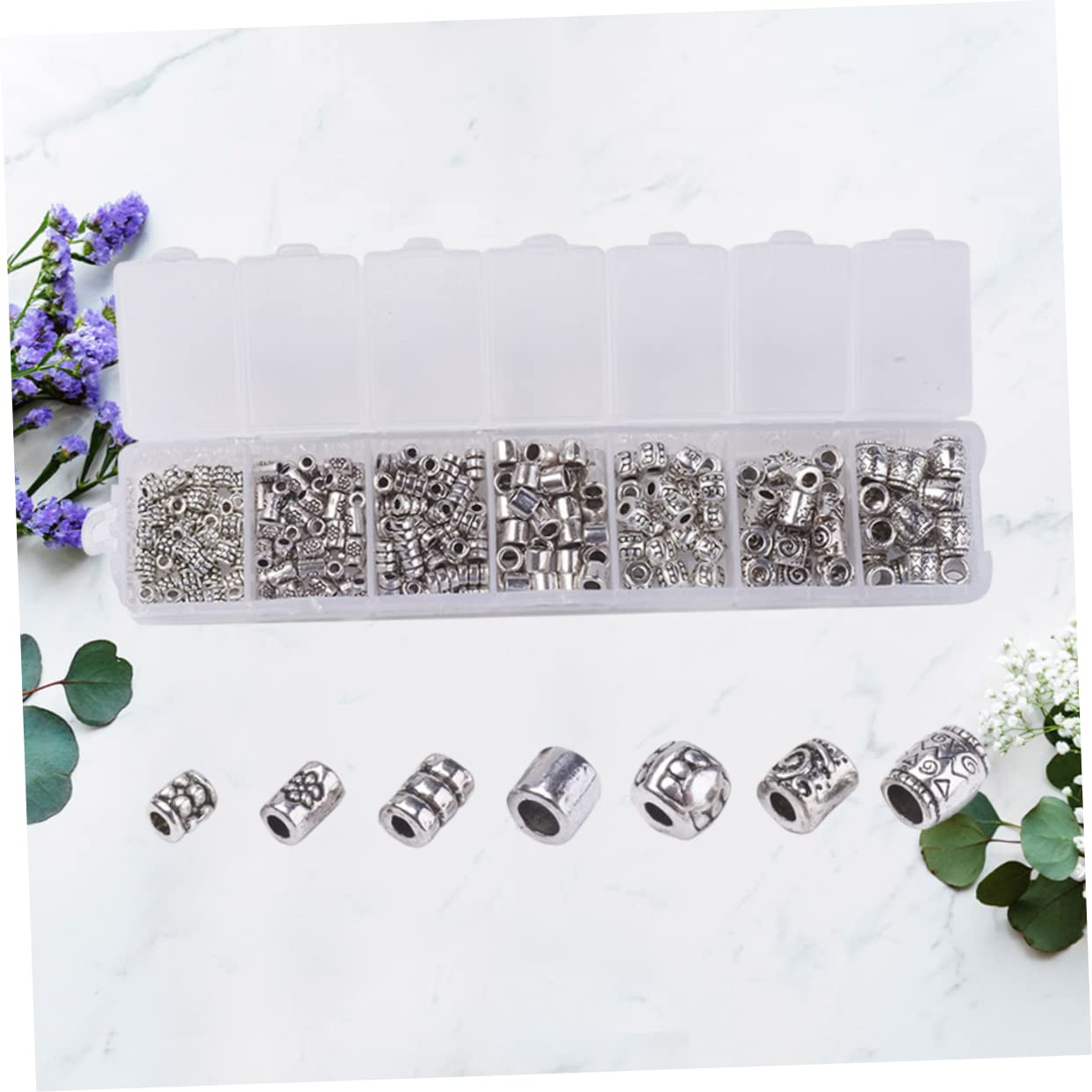 Angoily 3 Series Abalorios De Aleación Para Joyas Diy Accesorios Para Collares Pulseras Y Decoración De Disfraces Plateado 260 Piezas*3