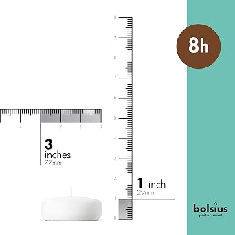 BOLSIUS 3 Inch White Floating Candles - 24 Count Unscented - Premium European Quality - Imbue Breathtaking Ambiance for Romantic Wedding Centerpieces, Decorations, Events, Pool, Holiday, and Parties