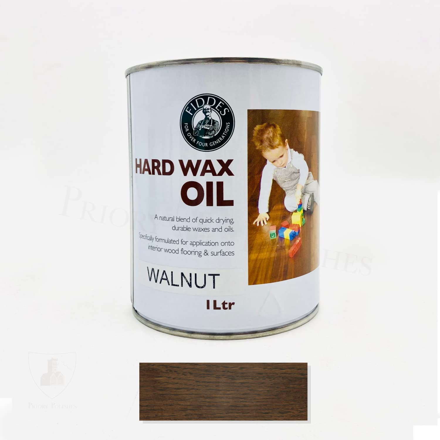 Fiddes Hard Wax Oil Tints - Clear Satin, for Floors, Doors & Furniture (Walnut) 1L