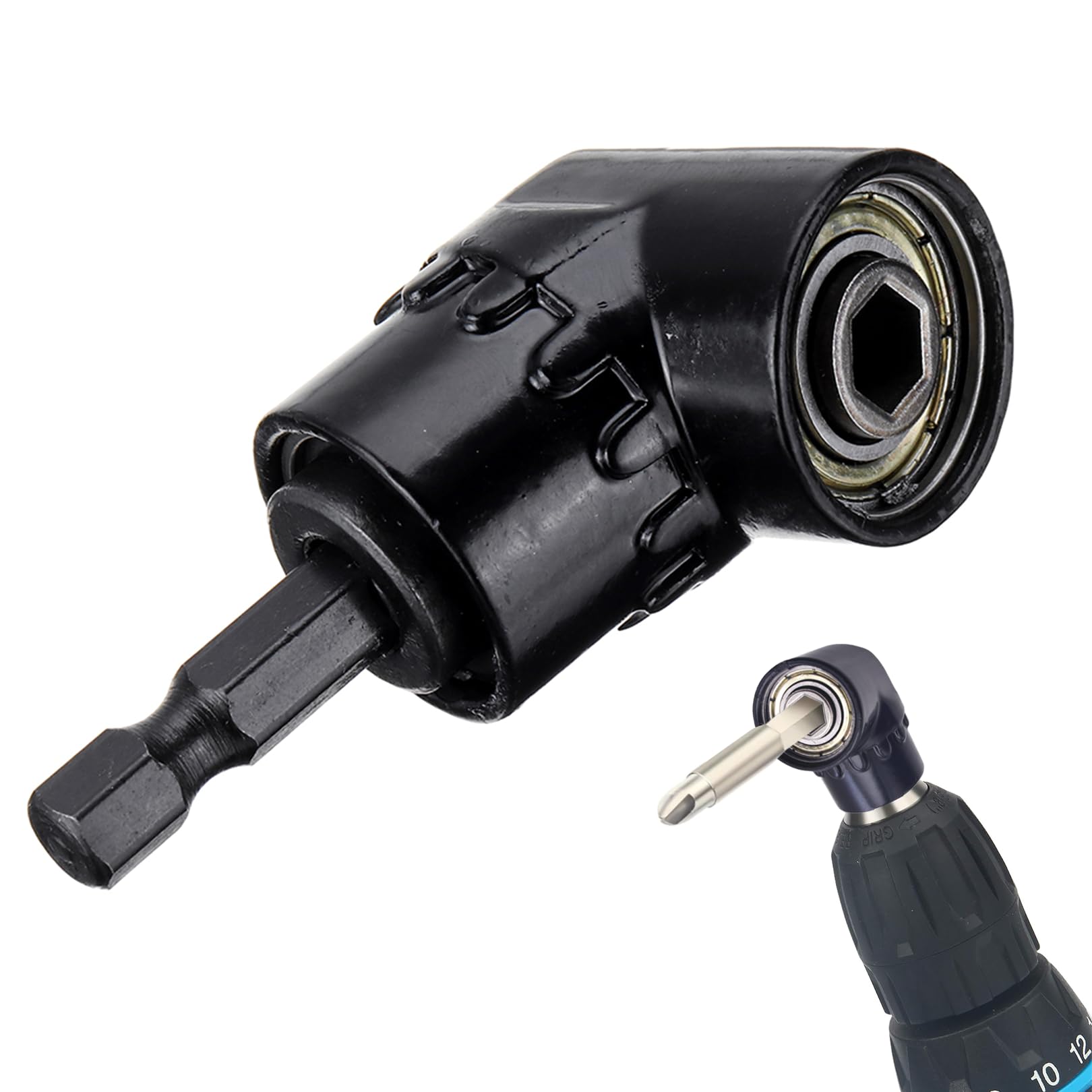 Atornillador angular de 105°, accesorio de taladro angular, accesorio de atornillador angular, taladro multifunción de ángulo recto, para esquinas difíciles de acceder y espacios estrechos