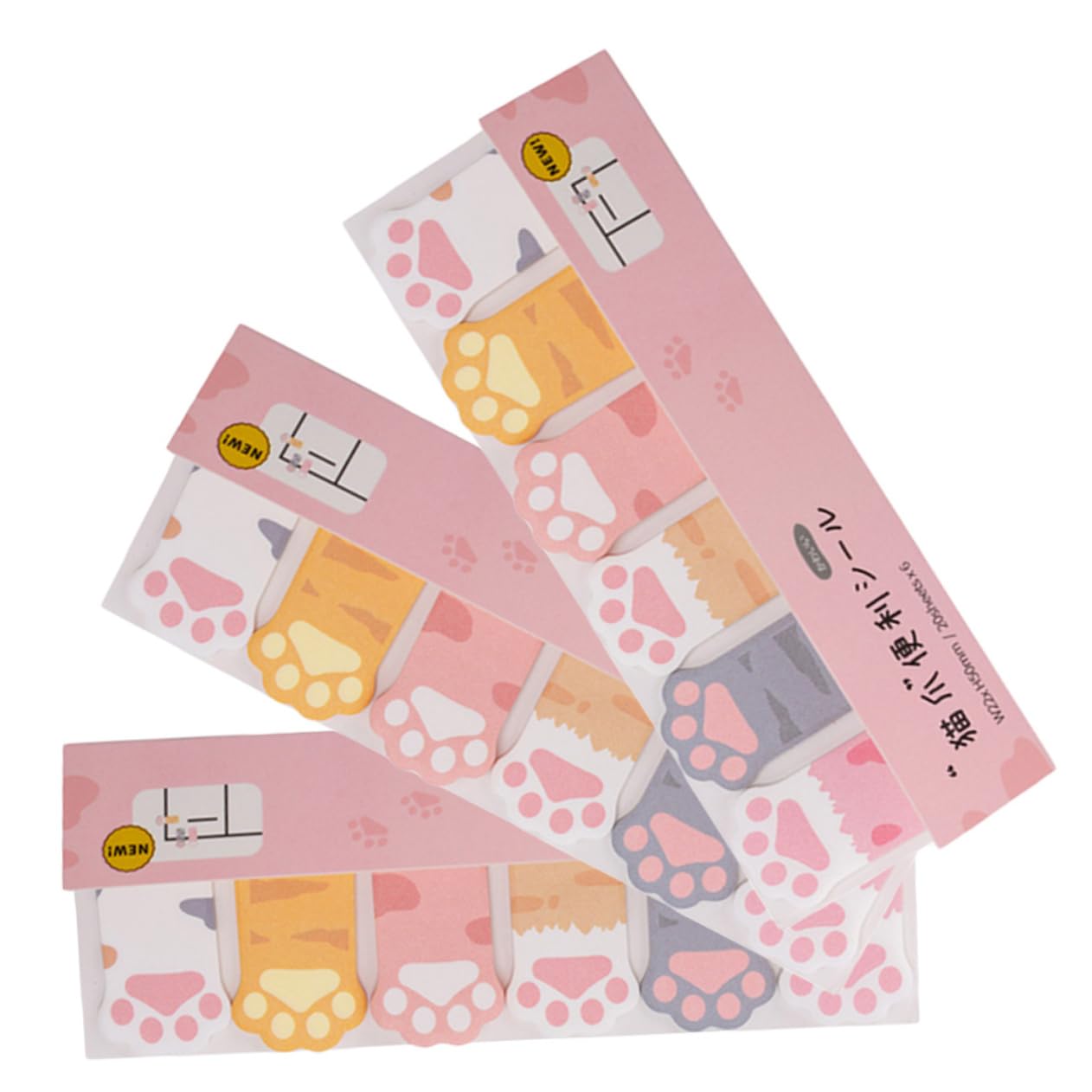 SHINEOFI 5 Sätze Haftnotiz Pfotenabdruck Klebestreifen Farbig Post Klebstoff Beschriftung Aufkleber Labels Stickers Notepad Abreißbare Memo-tabs Schulseitenmarkierungen Papier 3 Stücke * 5