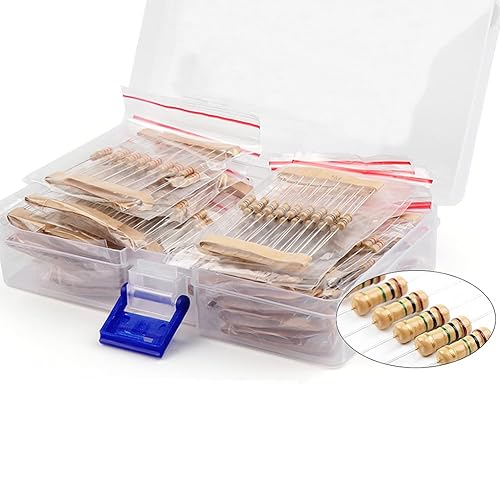 Kit surtido de resistencias de 1000 valores de 1/2 W, 1 ohmio-10 M ohmios 5% 0.5 W resistencias de película de carbono para proyectos y experimentos
