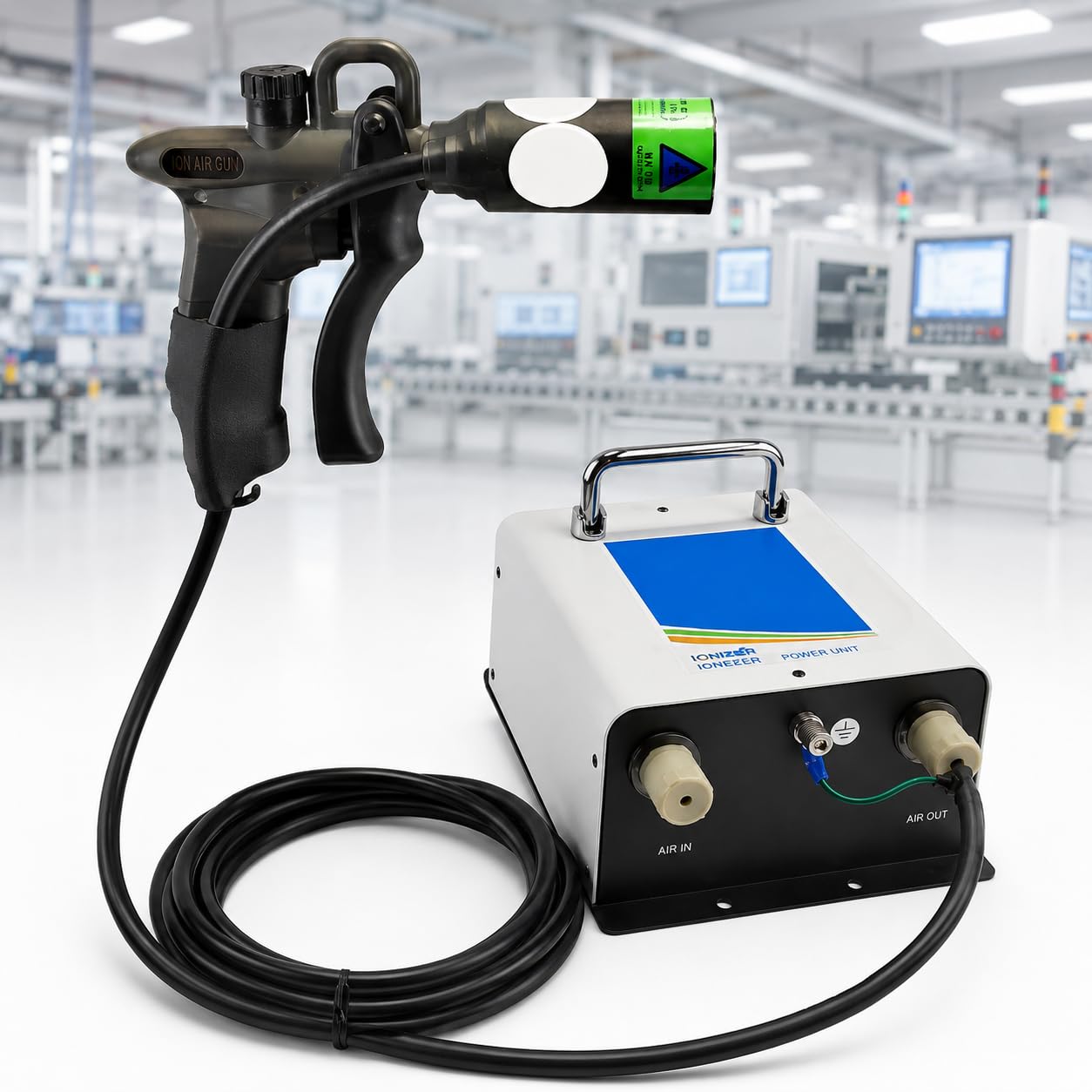 TsoLay Ionizing Electrostatic Eliminator, Antistatic Air Gun Electrostatic with Adjustable Air Pressure, 8mm Air Pipe Connector,Connecting Cable 3.0 Meters Long for Electronics, Plastics, Textiles