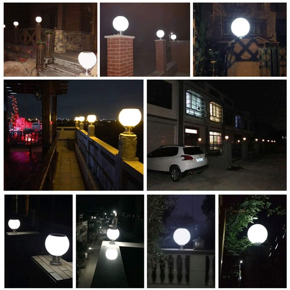 Wodoodporna lampa słupowa elektryczna/słoneczna do użytku na zewnątrz, okrągła, kulista, idealna do oświetlenia dziedzińca, ogrodu, willi, bramy krajobrazowej, ścieżki, t,Electricity-Diameter: 30CM