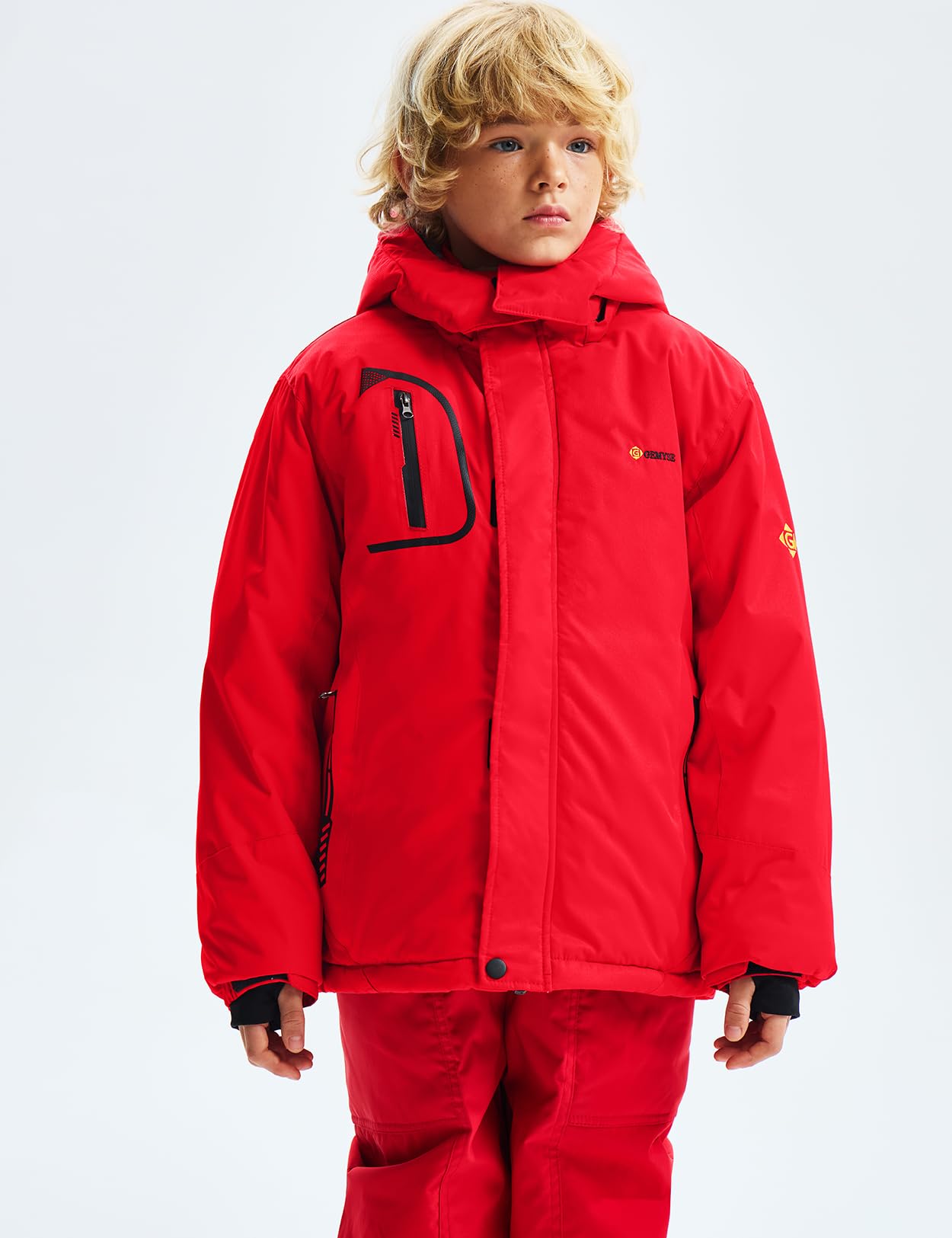 GEMYSE Veste de Ski Imperméable de Montagne pour Garçon Manteau d'hiver Extérieur en Polaire Coupe-Vent avec Capuche