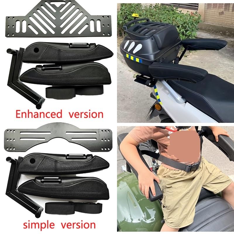 Reposabrazos trasero de seguridad para motocicleta y scooter eléctrico plegable 2