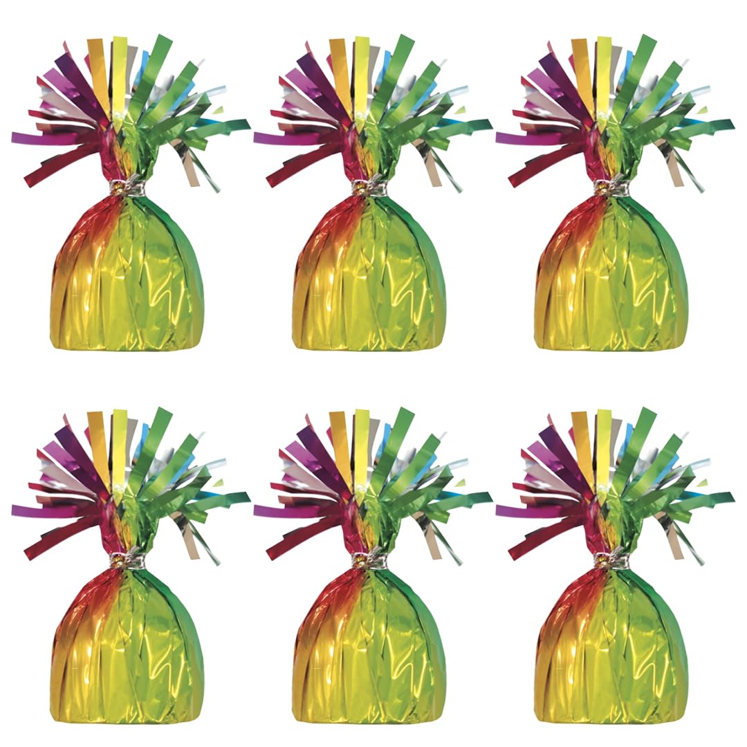 Foil Helium Balloon Weights - Pack of 6 - Durable & Colourful Rainbow Balloon Weights for Birthdays Parties, Events & Celebrations - Perfect Balloon Weight Holders โ image 1