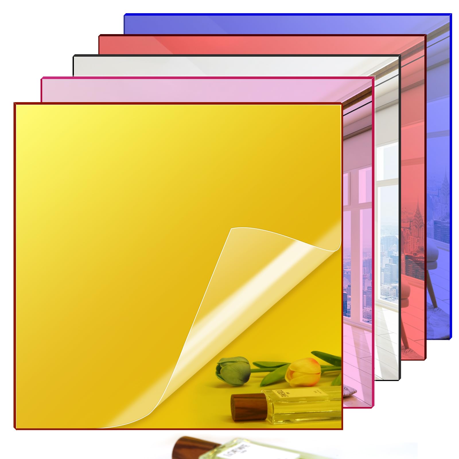 Colorful Acrylic Mirror Sheets - 8 Colors, 8"x8" -11