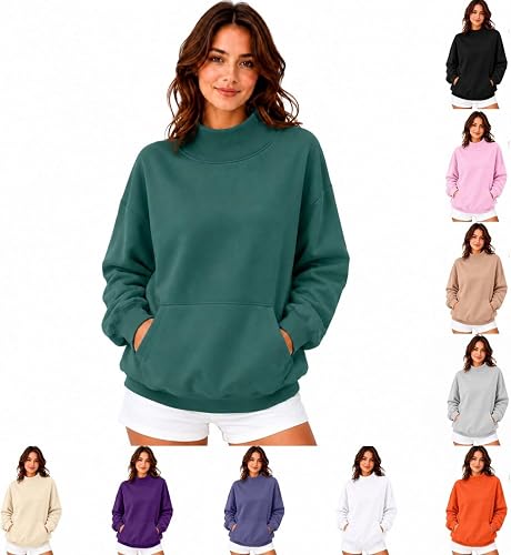 Mock Neck Sweatshirt Women 2026 Fall Fashion Oversized Long Sleeve Sweater Tops 