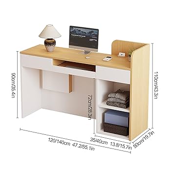 メーカー不明 受付カウンター 受付台 レジカウンター カウンターテーブル Amazon.co.jp: 受付カウンター レ木製のレセプショ レジ