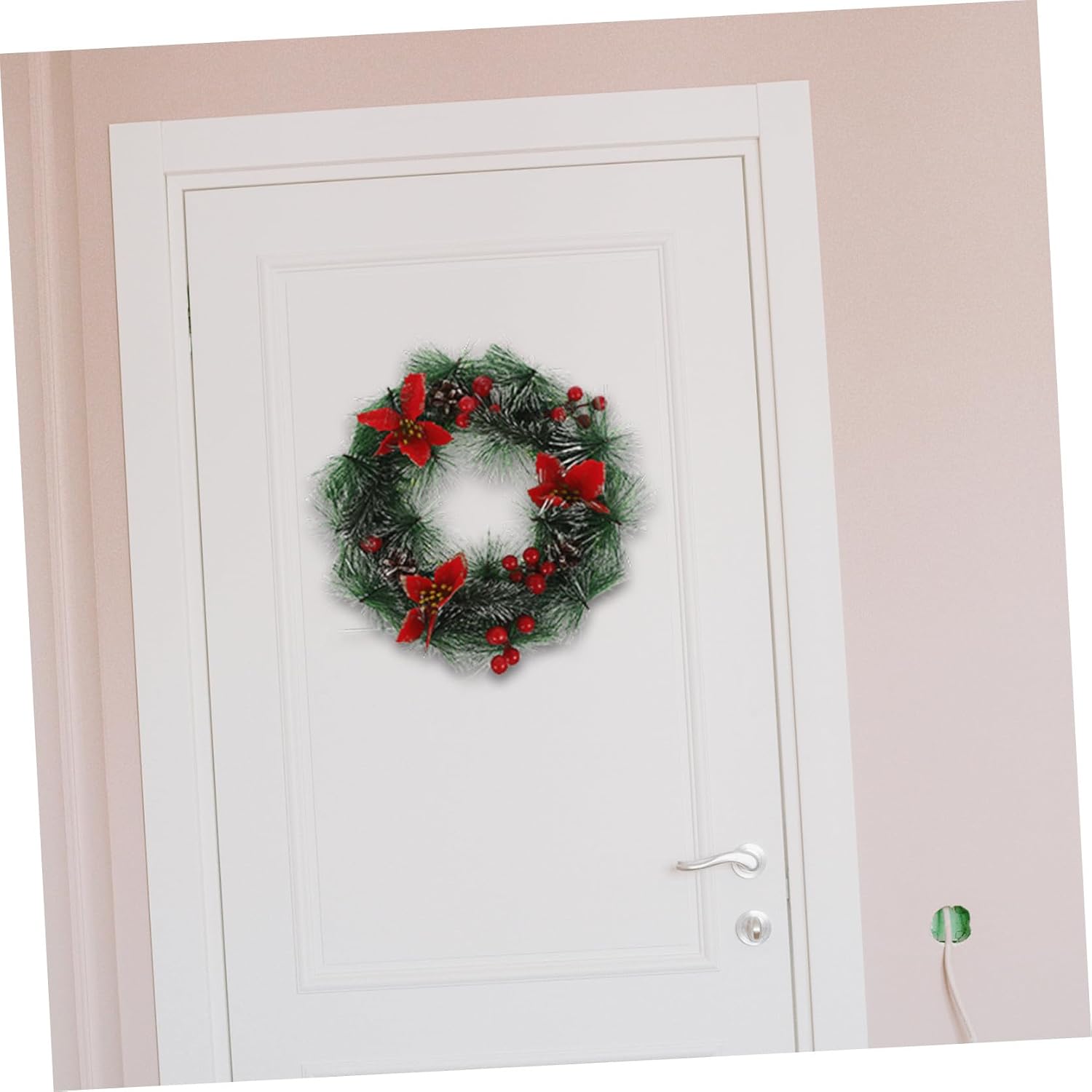 ABOOFAN Christmas Artificial Wreath Door Pendant with Xmas Garland Decoration for Indoor Outdoor Holiday Party Wedding Family Gathering Festive Xmas Atmosphere