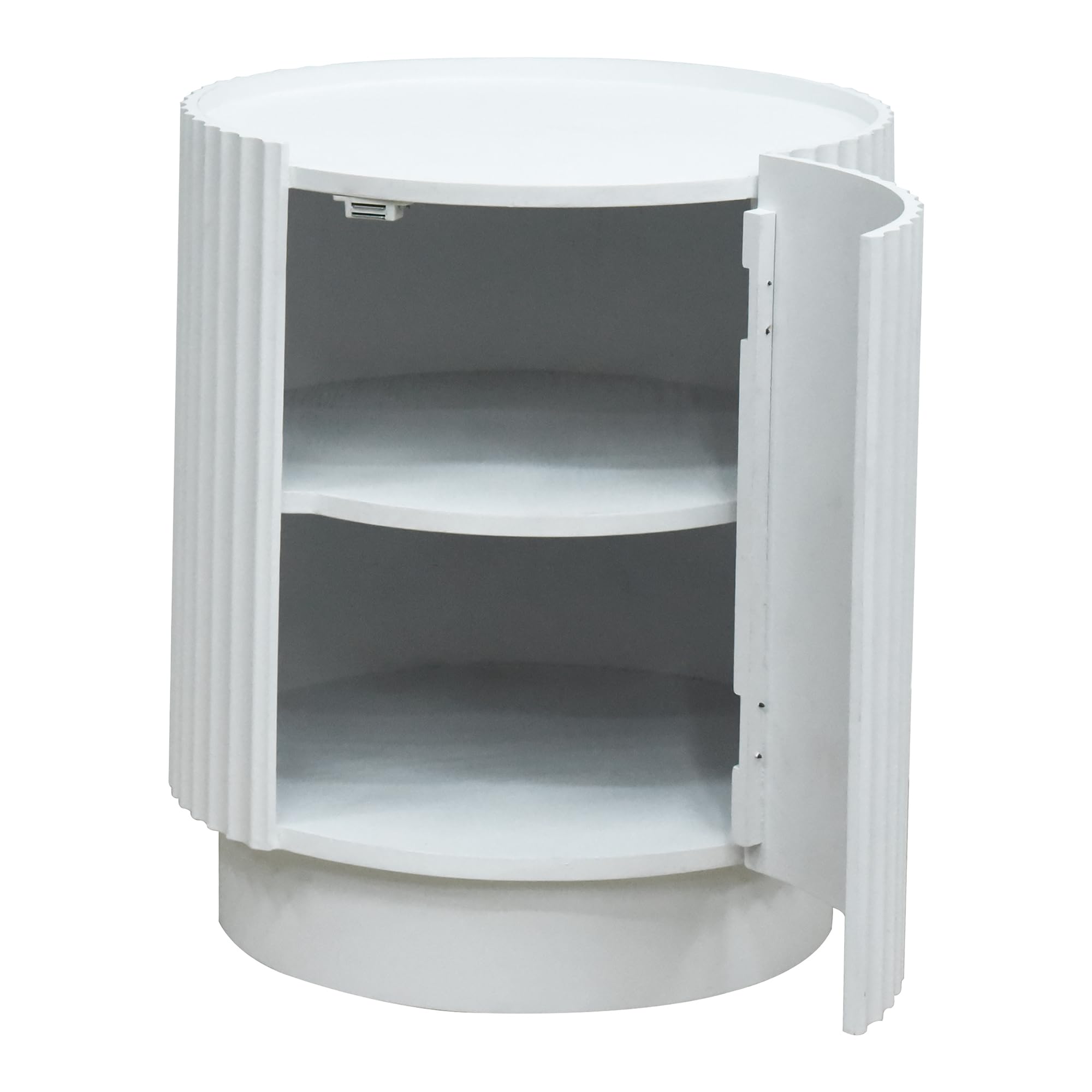 [en.casa] Tavolino Rotondo ad Anta e 2 Scomparti Tavolo Basso da Divano Comodino con Ripiano Interno per Salotto Soggiorno Camera da Letto Ingresso 49 x Ø40 cm - Bianco