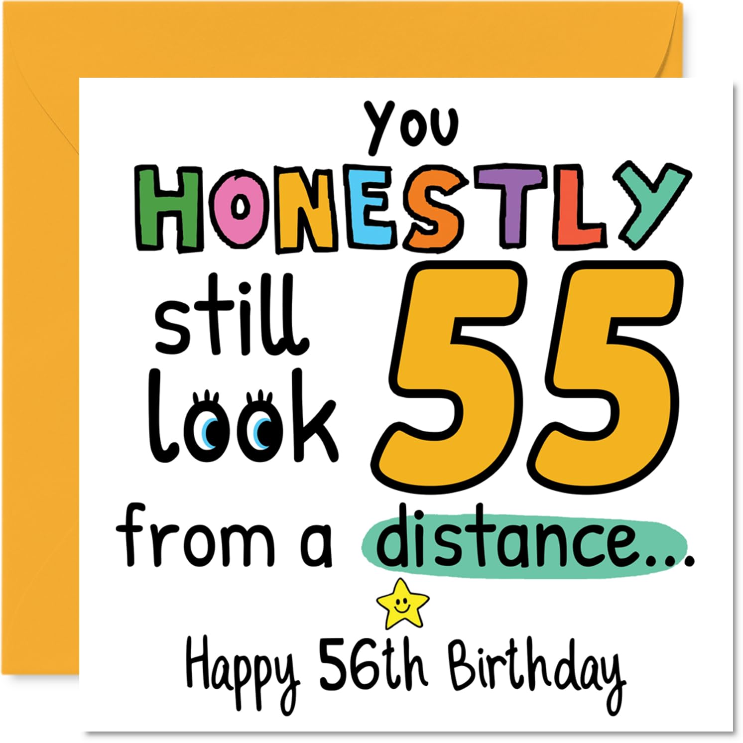 56th Birthday Cards for Women and Men, From a Distance