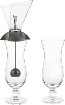 Final Touch Rainbow Cocktail Layering Tool & Hurricane Glasses, 3-Piece Set