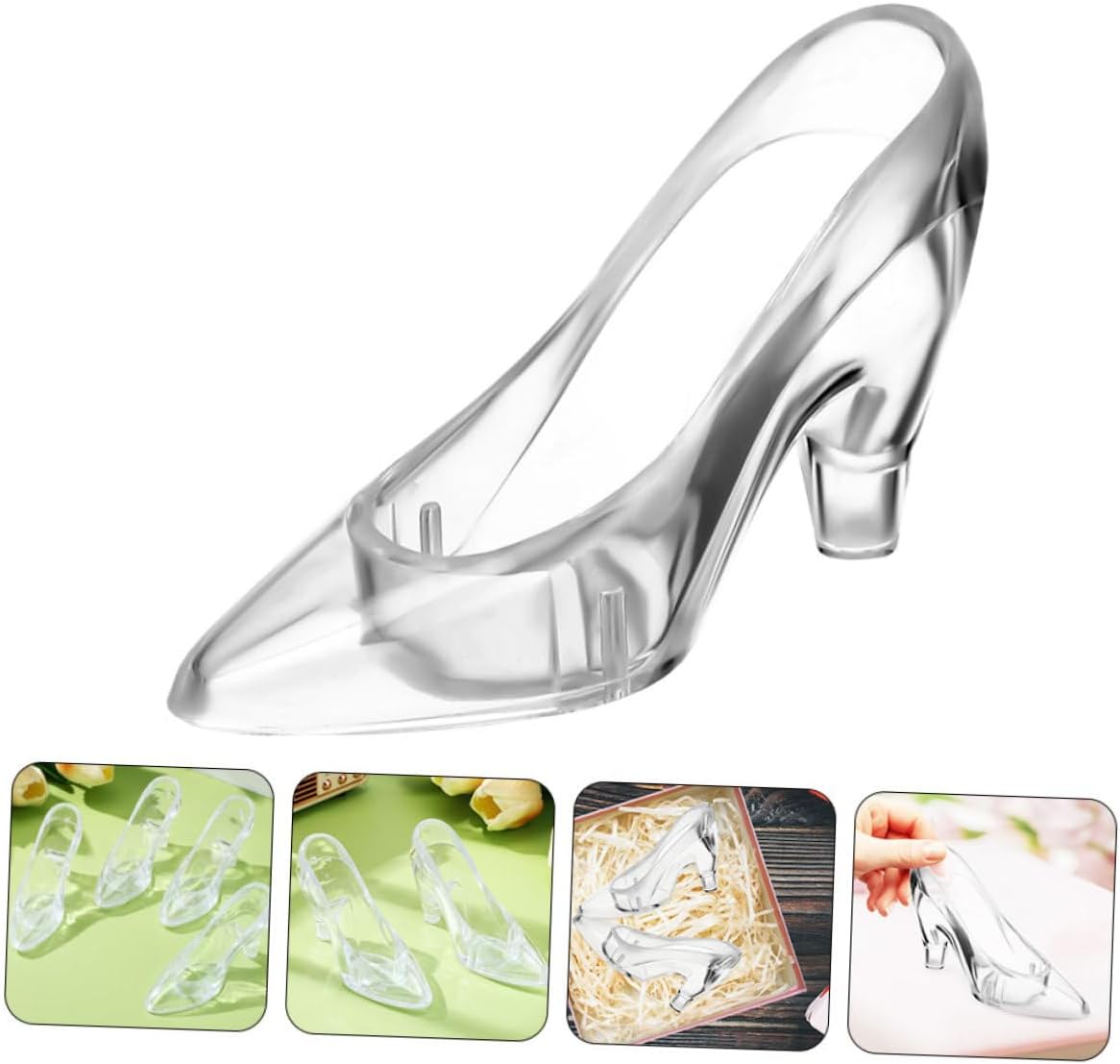 ibasenice 24pcs Transparent Shoe Ornaments Elegant High Heel Decor for Weddings Parties and Bedrooms Charming Slipper Accessories for Princess Themes